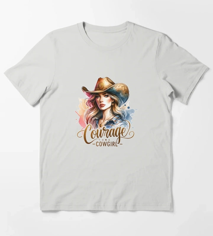 Courage Cowgirl Confident Cowgirl Design for Apparel Mugs Stickers MoreMore T-Shirt Light Grey