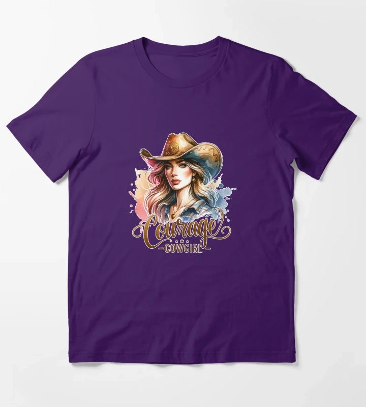 Courage Cowgirl Confident Cowgirl Design for Apparel Mugs Stickers MoreMore T-Shirt Purple