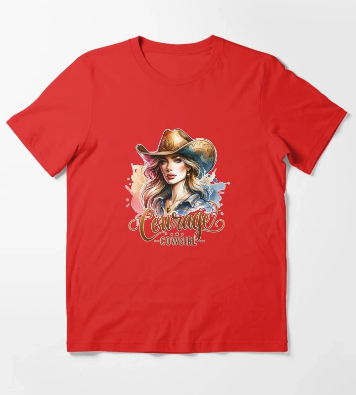 Courage Cowgirl Confident Cowgirl Design for Apparel Mugs Stickers MoreMore T-Shirt Red
