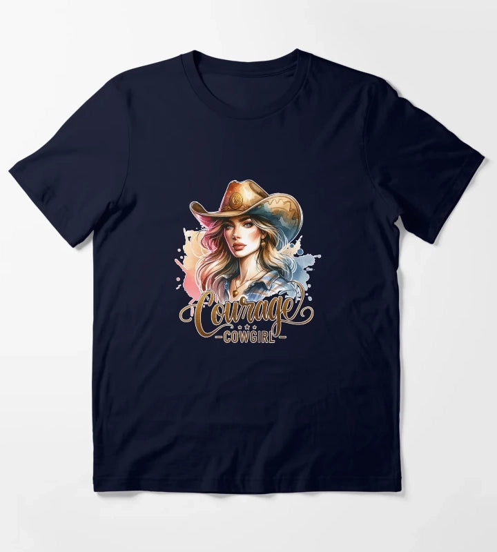 Courage Cowgirl Confident Cowgirl Design for Apparel Mugs Stickers MoreMore T-Shirt Navy