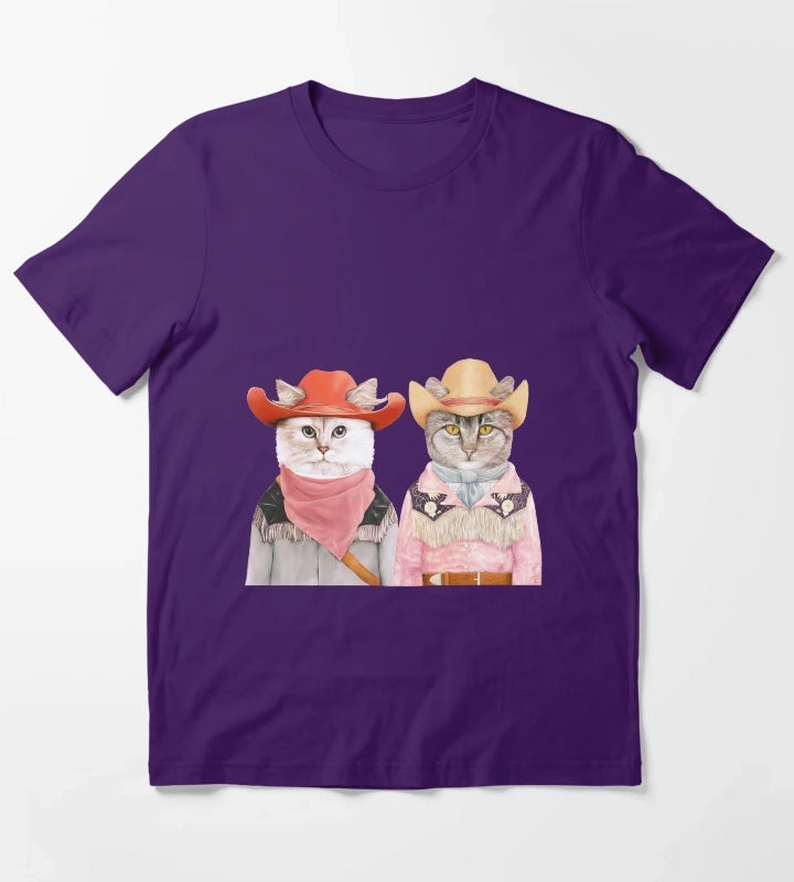 Cowboy Cats T-Shirt Purple