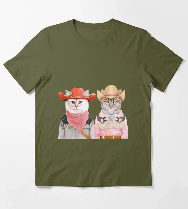 Cowboy Cats T-Shirt Olive Green