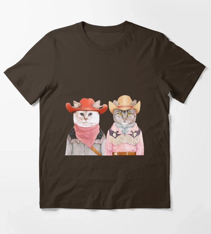 Cowboy Cats T-Shirt Brown