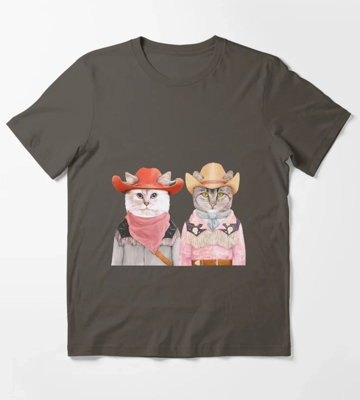 Cowboy Cats T-Shirt Dark Grey