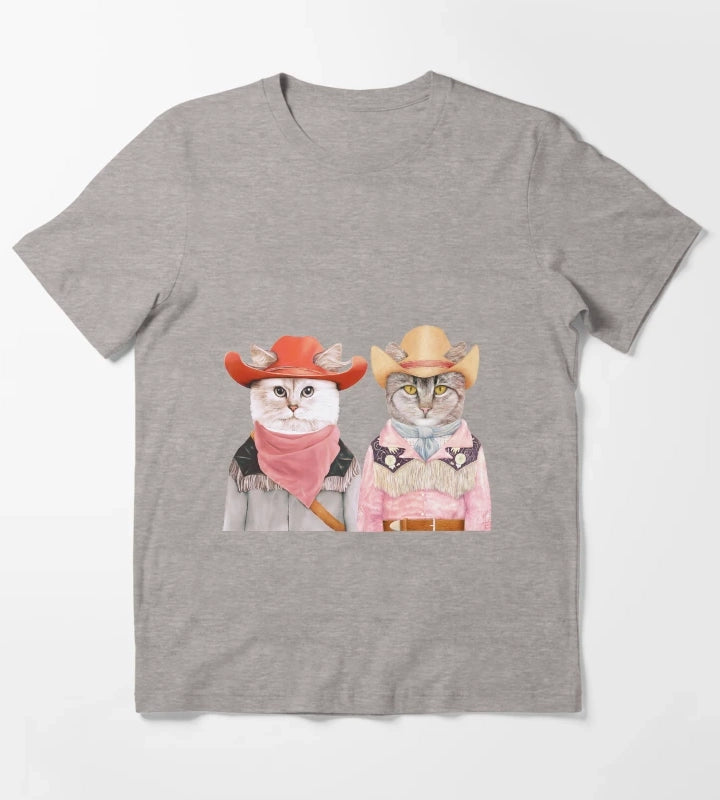 Cowboy Cats T-Shirt Heather Grey