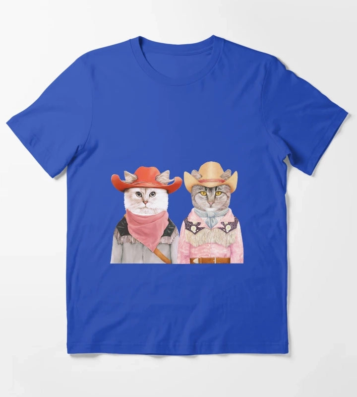 Cowboy Cats T-Shirt Blue
