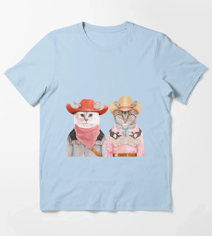 Cowboy Cats T-Shirt Sky Blue