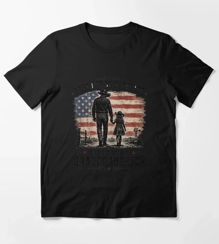 Cowboy Patriotic American Flag Father Daughter Walk T-Shirt