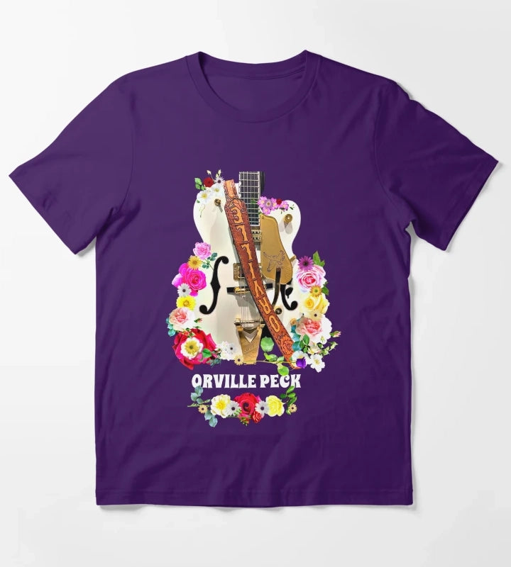 Cowboy Rose and Daisy Guitar T-Shirt Purple