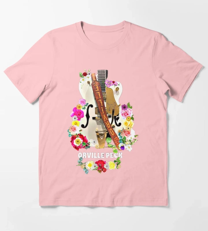 Cowboy Rose and Daisy Guitar T-Shirt Dark Grey