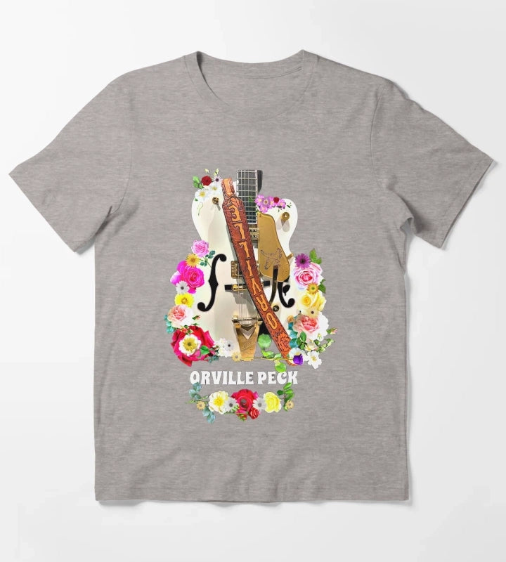 Cowboy Rose and Daisy Guitar T-Shirt Heather Grey