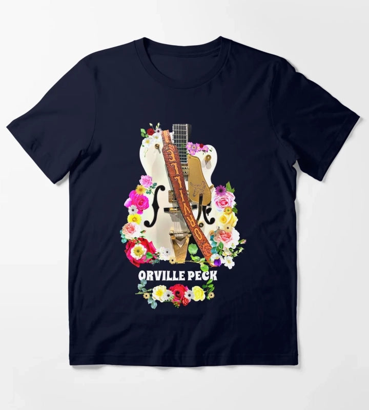 Cowboy Rose and Daisy Guitar T-Shirt Navy