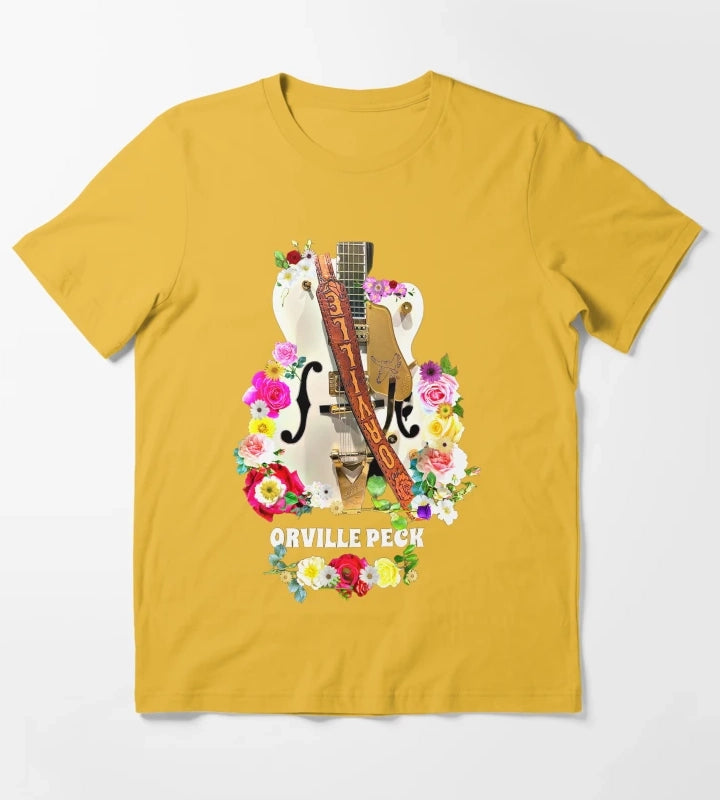Cowboy Rose and Daisy Guitar T-Shirt Yellow