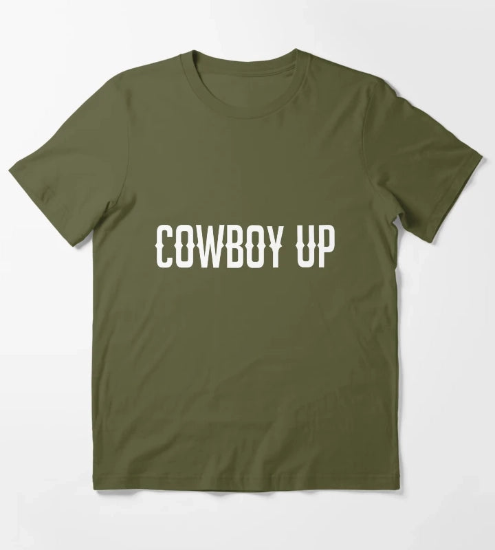 Cowboy Up Western Cowboy Shirt T-Shirt Olive Green