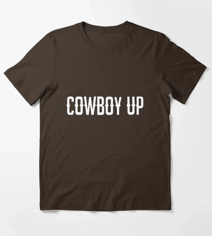 Cowboy Up Western Cowboy Shirt T-Shirt Brown