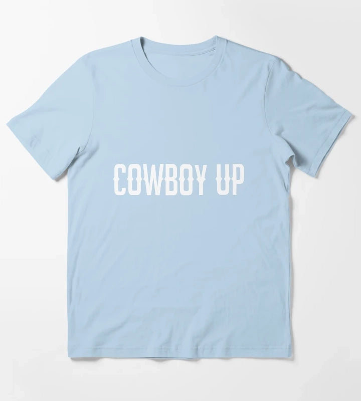Cowboy Up Western Cowboy Shirt T-Shirt Sky Blue