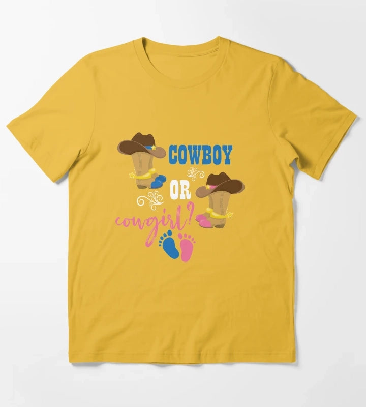 Cowboy or Cowgirl Gender Reveal Gift T-Shirt Yellow