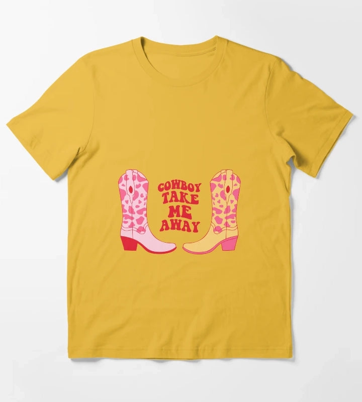 Cowboy take me away Cowboy boots T-Shirt Yellow