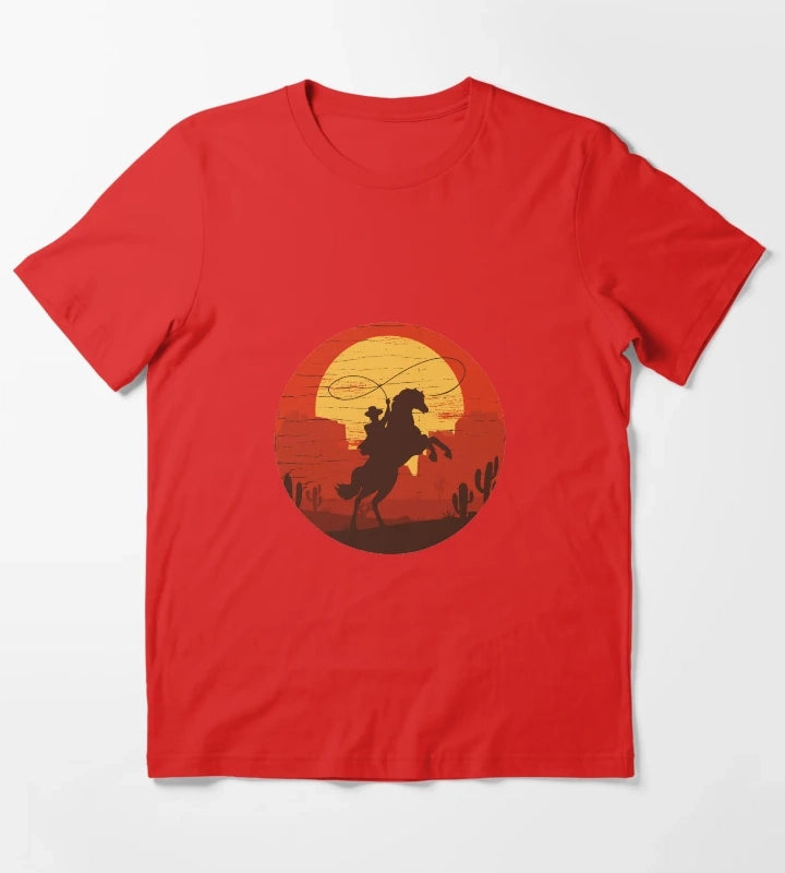 Cowboys of the Wild West Riding Solo T-Shirt Red