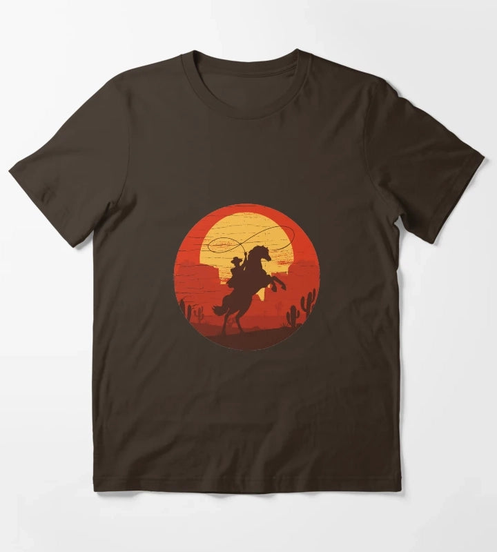 Cowboys of the Wild West Riding Solo T-Shirt Brown