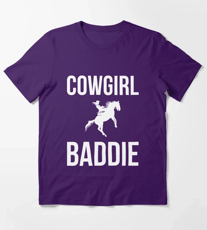 Cowgirl Baddie Western Rodeo Style Outfit horse cool T-Shirt Purple