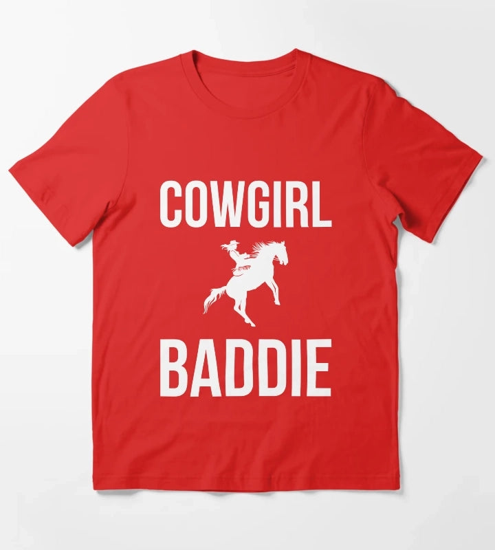 Cowgirl Baddie Western Rodeo Style Outfit horse cool T-Shirt Red