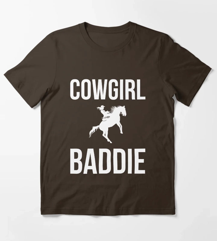 Cowgirl Baddie Western Rodeo Style Outfit horse cool T-Shirt Brown