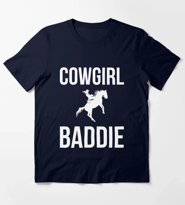 Cowgirl Baddie Western Rodeo Style Outfit horse cool T-Shirt Navy