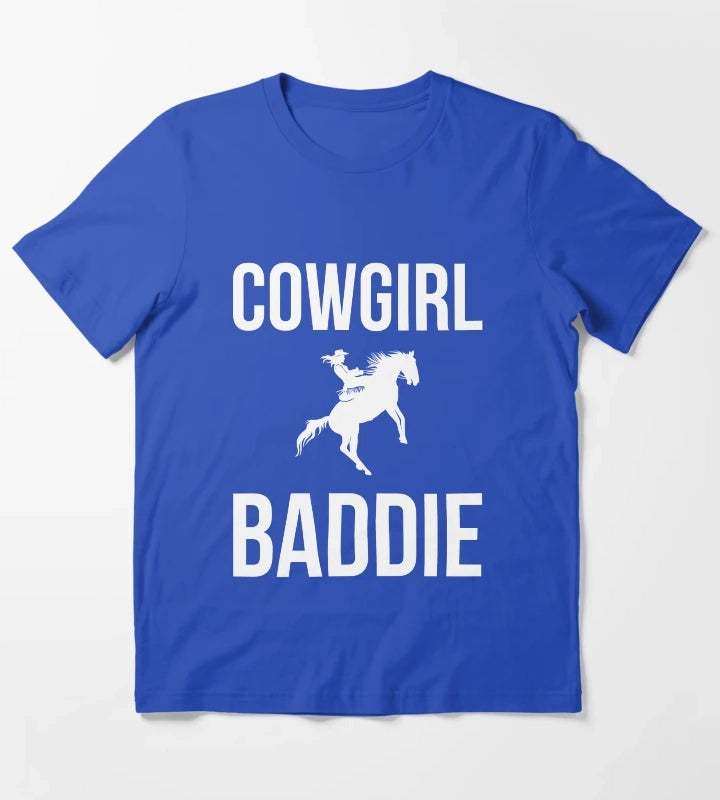 Cowgirl Baddie Western Rodeo Style Outfit horse cool T-Shirt Blue
