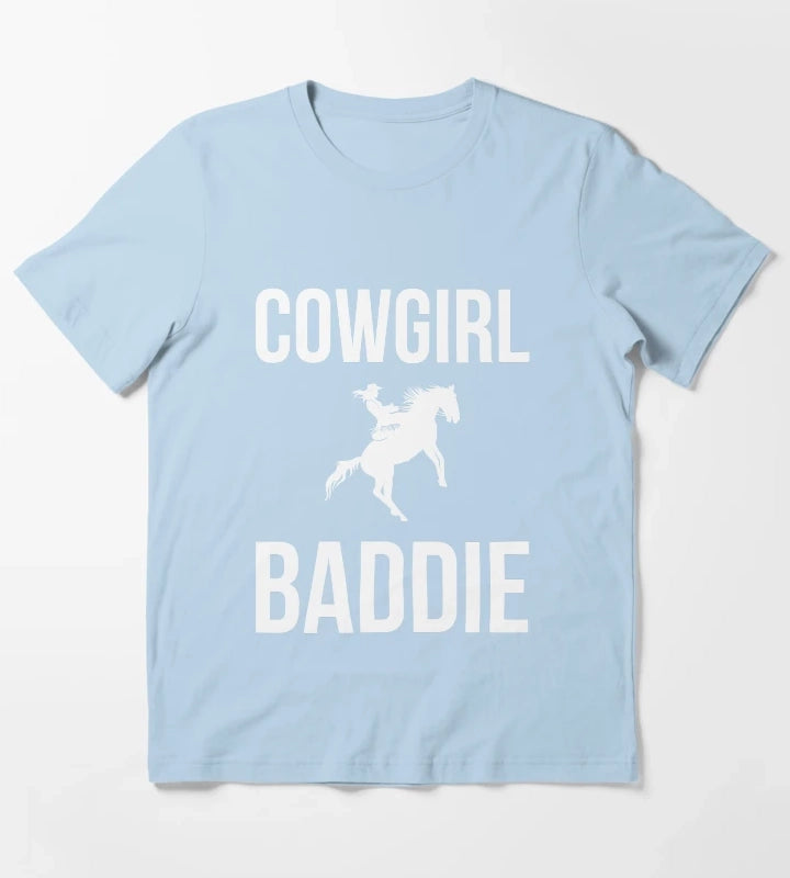 Cowgirl Baddie Western Rodeo Style Outfit horse cool T-Shirt Sky Blue