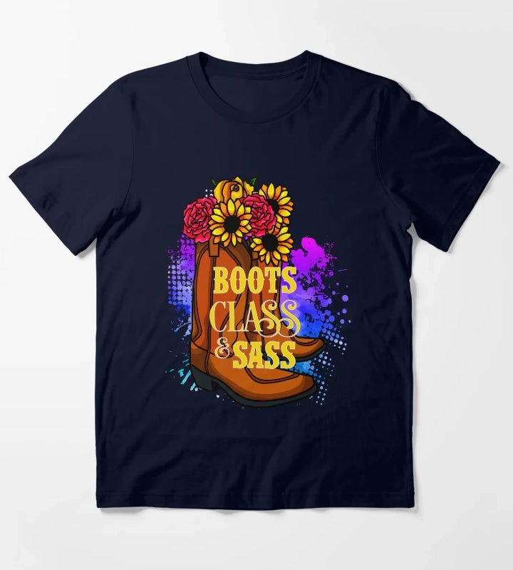 Cowgirl Boots Class and Sass Rodeo T-Shirt Navy