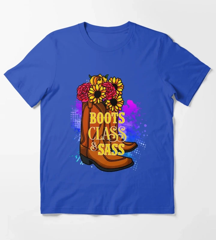 Cowgirl Boots Class and Sass Rodeo T-Shirt Blue