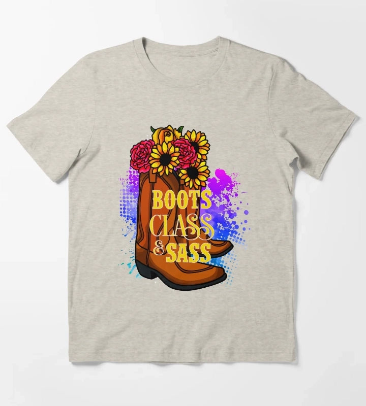 Cowgirl Boots Class and Sass Rodeo T-Shirt Cream