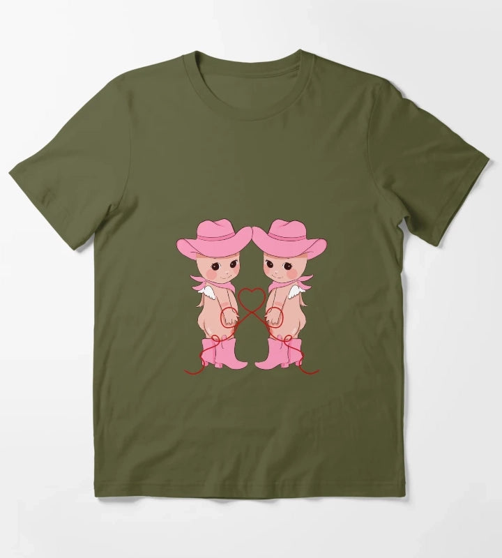 Cowgirl Cherubs Pink Cowgirl T-Shirt Olive Green
