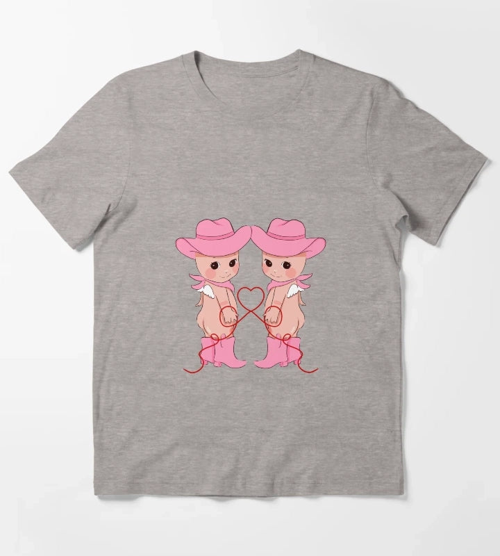 Cowgirl Cherubs Pink Cowgirl T-Shirt Heather Grey