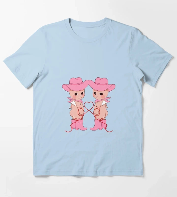 Cowgirl Cherubs Pink Cowgirl T-Shirt Sky Blue