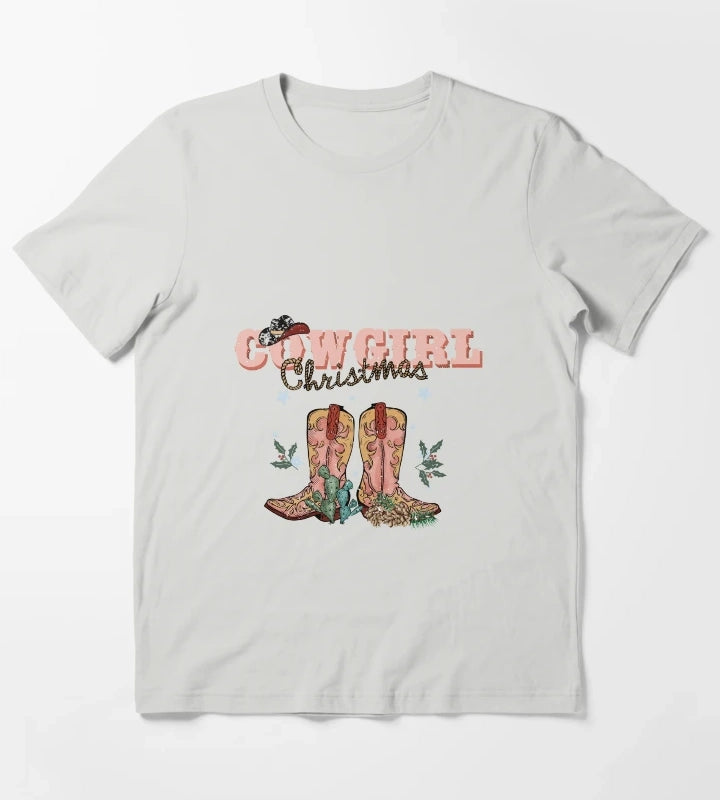 Cowgirl Christmas T-Shirt Light Grey