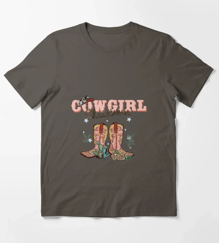 Cowgirl Christmas T-Shirt Dark Grey