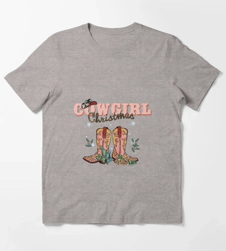 Cowgirl Christmas T-Shirt Heather Grey