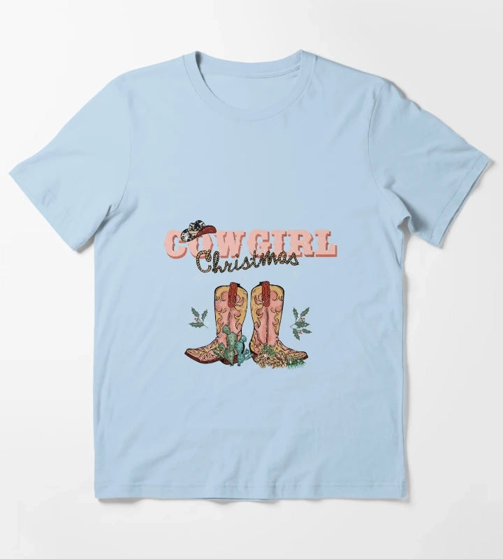 Cowgirl Christmas T-Shirt Sky Blue