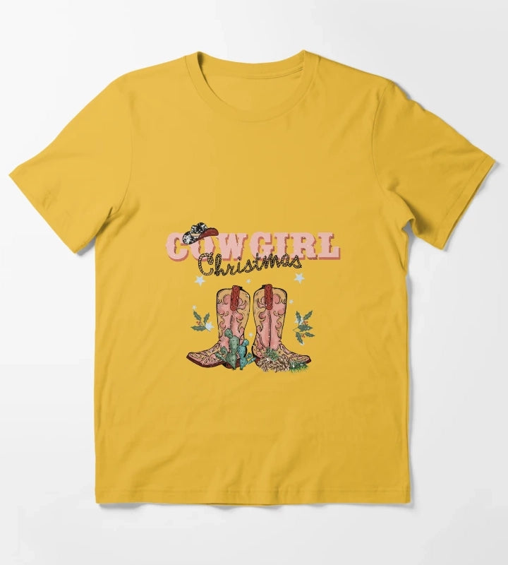 Cowgirl Christmas T-Shirt Yellow