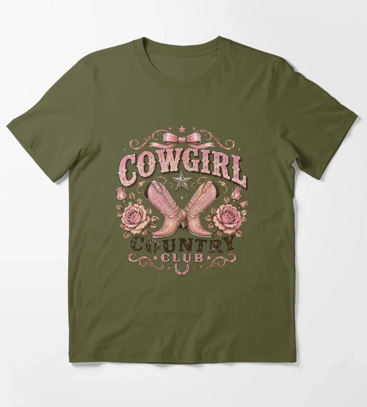 Cowgirl Country Club T-Shirt Olive Green