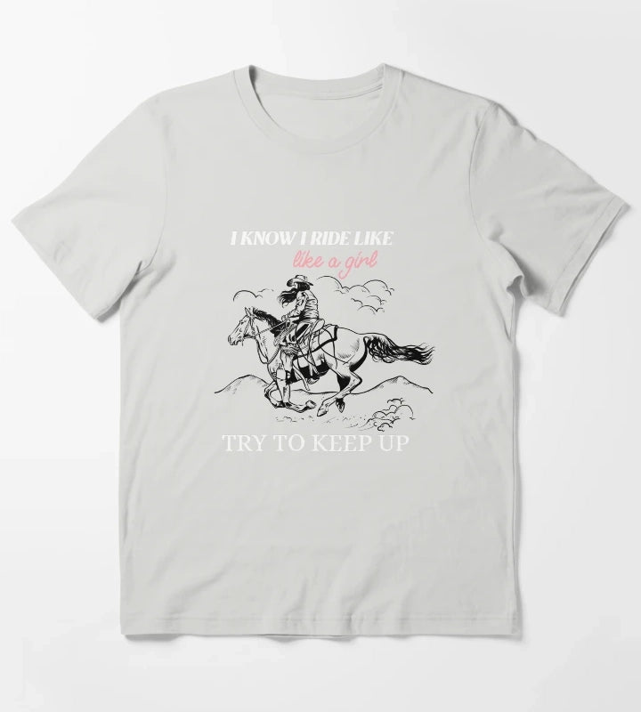 Cowgirl Design T-Shirt Light Grey