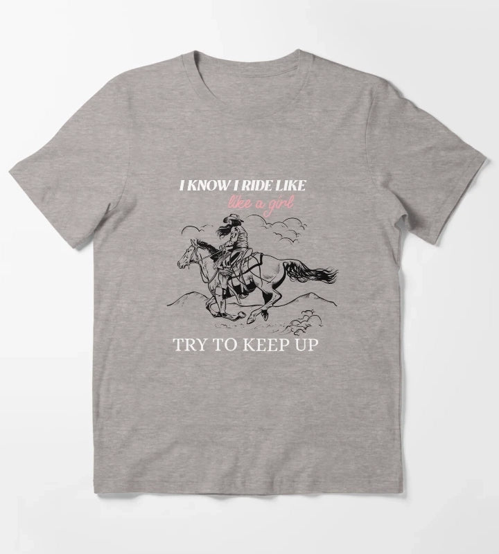 Cowgirl Design T-Shirt Heather Grey