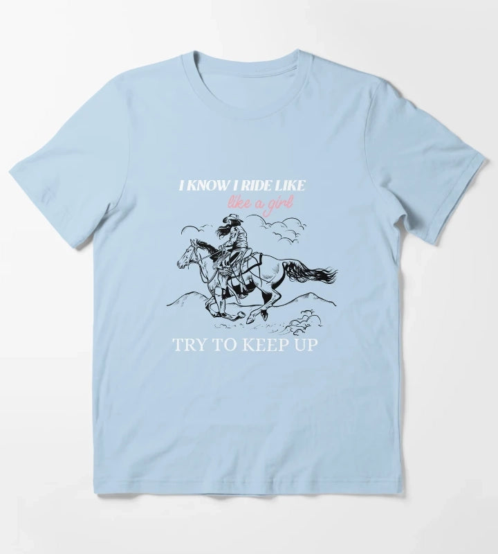 Cowgirl Design T-Shirt Sky Blue