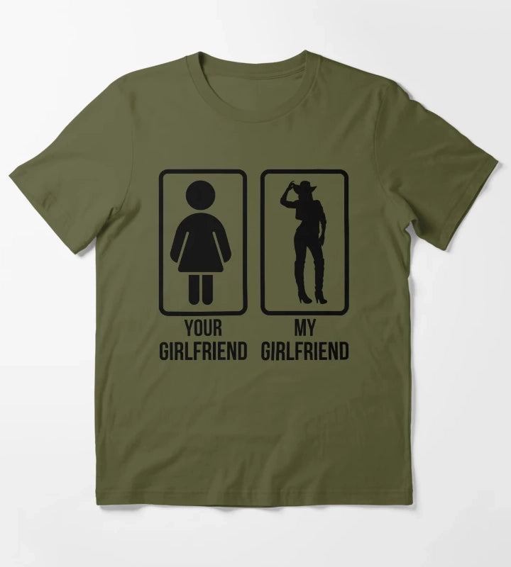 Cowgirl Girlfriend western Lifestyle T-Shirt Olive Green
