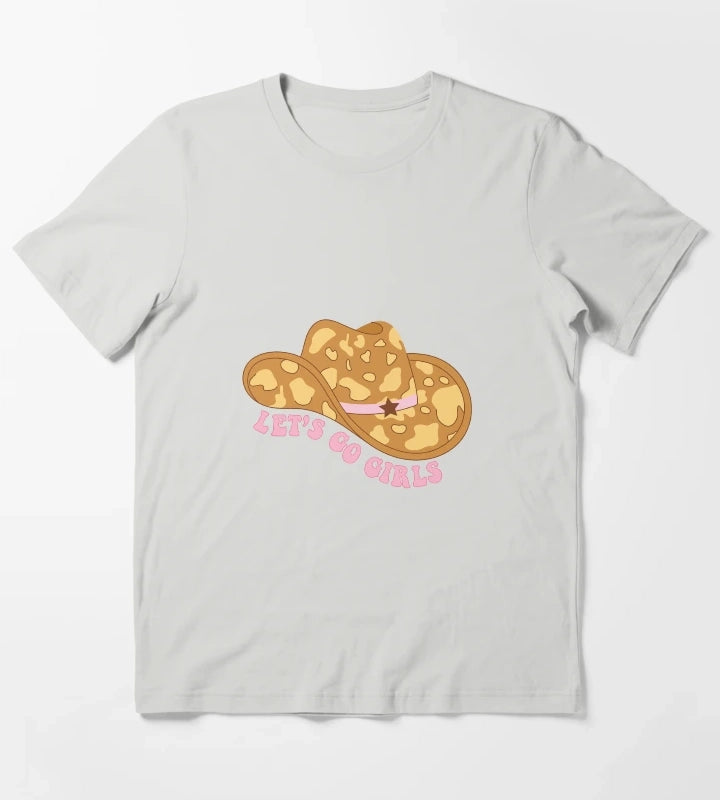 Cowgirl Hat Lets Go Girls T-Shirt Light Grey
