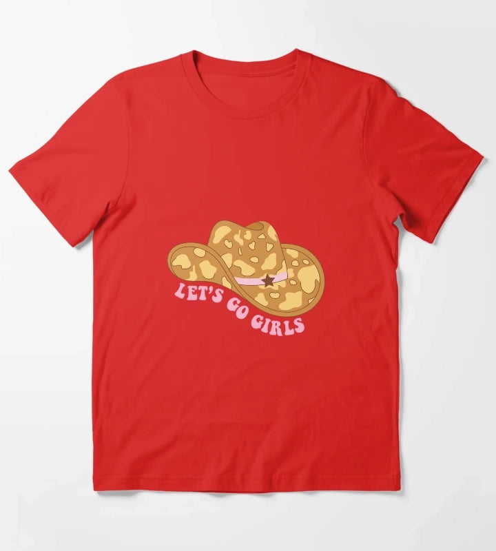 Cowgirl Hat Lets Go Girls T-Shirt Red