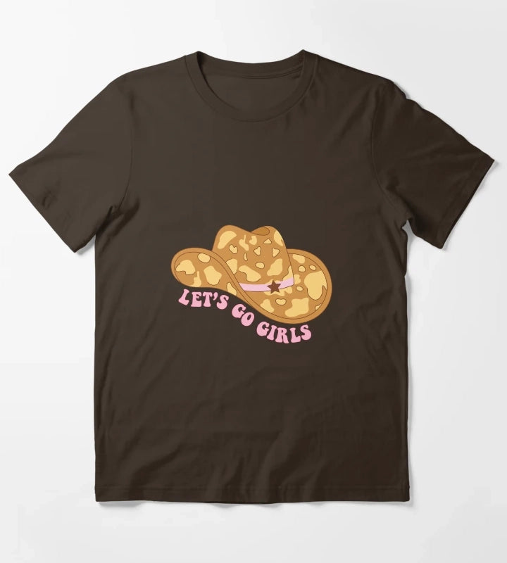 Cowgirl Hat Lets Go Girls T-Shirt Brown
