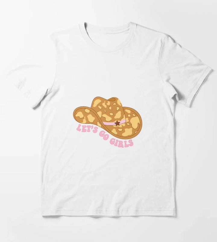 Cowgirl Hat Lets Go Girls T-Shirt White